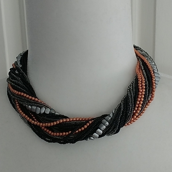 None Jewelry - Multi Beaded twisted  strand Chocker Necklace
